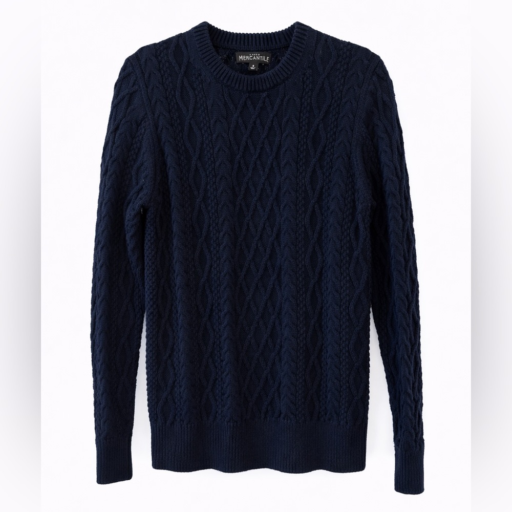 J. Crew Mercantile - Men's Navy Cable Knit Crewneck Sweater Size Small
